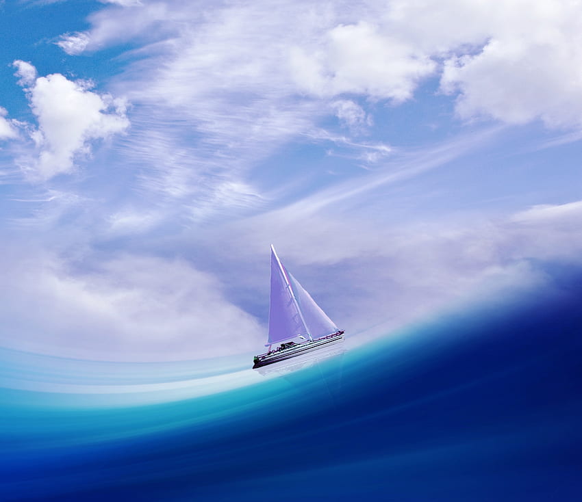 Sail ship, blue sea, artwork HD wallpaper