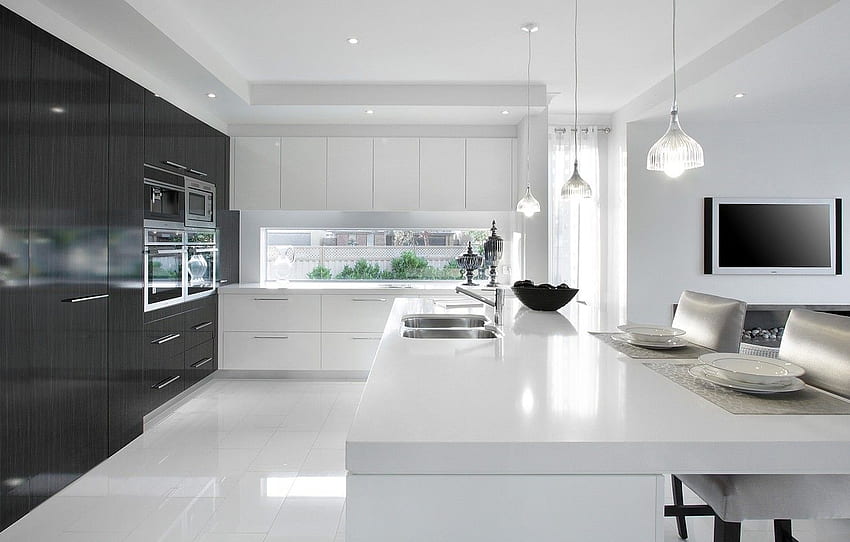 minimal, putih, hitam, interior, rumah, dapur untuk , bagian интерьеÑ, Rumah Minimalis Wallpaper HD