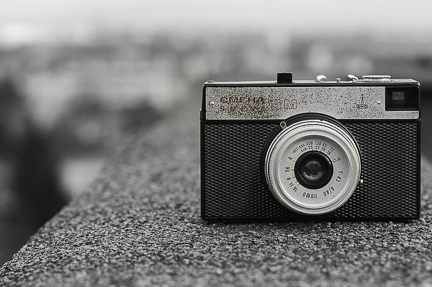 Черно-бели ретро стари фотоапарати Wa11 HD тапет