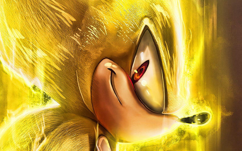 Golden Sonic, Super Sonic, portret, postacie z gry, postacie Sonic, postać Super Sonic Tapeta HD