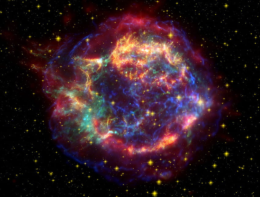 sisa super nova, berwarna-warni, Cassiopeia, panjang gelombang, spektrum Wallpaper HD