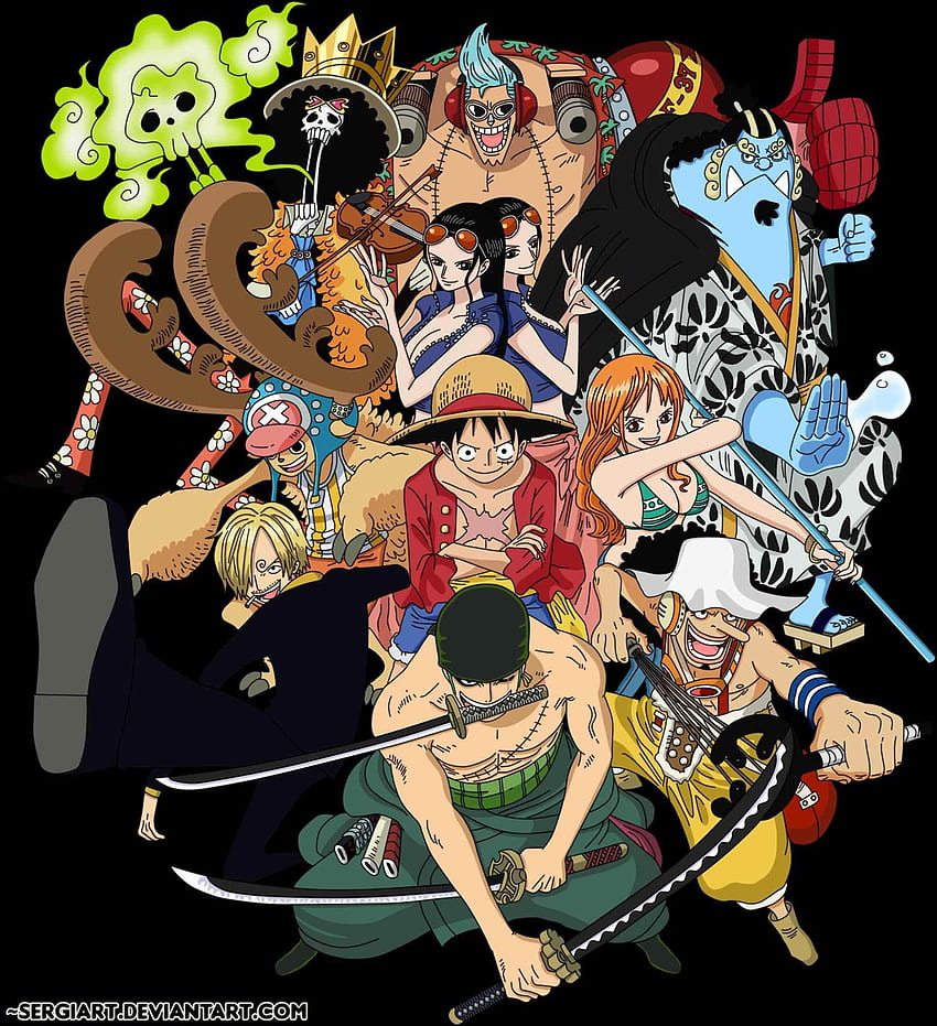 Straw Hat Mugiwara Happy One Piece Luffy Crew Chibi - Straw Hat Crew Jinbei - - HD phone wallpaper