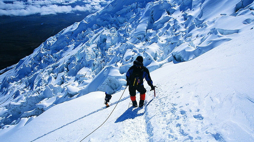 Esportes, Montanhas, Neve, Vértice, Topo, Alpinista, Alpinista, Conquista papel de parede HD