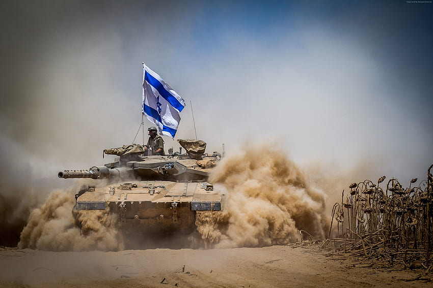 Merkava Mark IV, tank, drapeau, Armée d'Israël, Défense d'Israël Fond d'écran HD