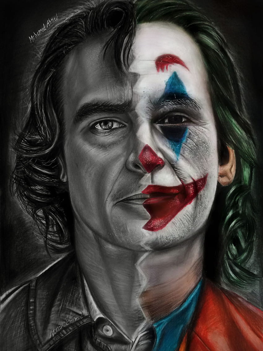 4K Free download Joker by Mohamed Ahmed. Half face drawing, Face art