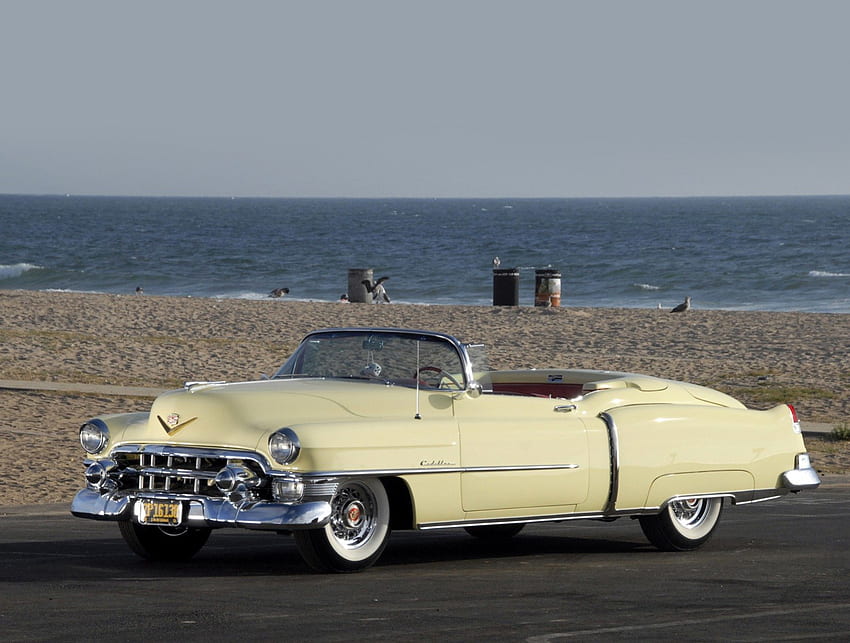 1953 Cadillac Eldorado, 1953, 바다, 캐딜락, 클래식, 자동차, 해변, 오래 된, eldorado, 컨버터블, 골동품, 53, 빈티지, 바다 HD 월페이퍼