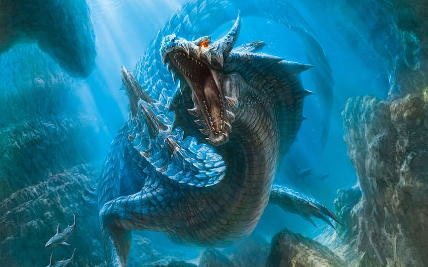 Dev Deniz Canavarı. ejderhalar Ejderha, Canavar Avcısı, Fantastik Ejderha, Deniz Yılanı HD duvar kağıdı