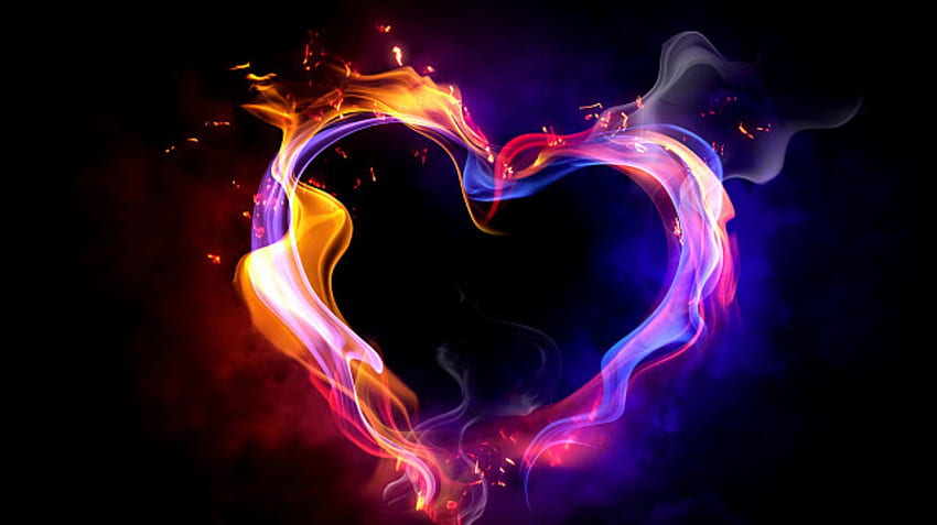 Miłość Dym, dym, kolorowy, serce Tapeta HD