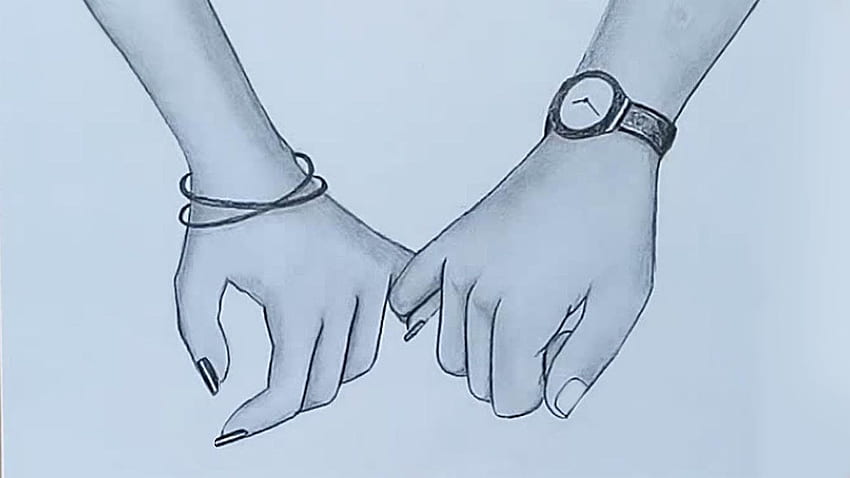 Държащи се за ръце скица с молив, рисунка на ръка HD тапет