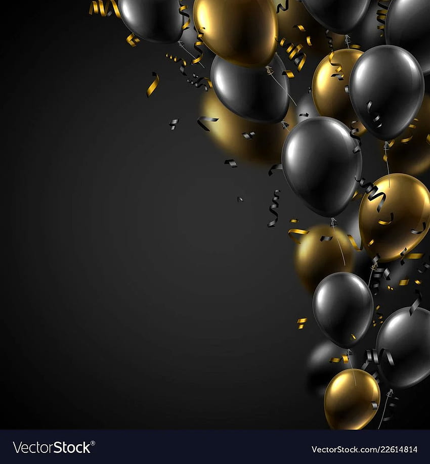 2020년 VectorStock에 검정 및 금색 빛나는 벡터가 있는 축제 배경. Birtay, Birtay 프레임, Happy birtay, Gold Balloon HD 전화 배경 화면