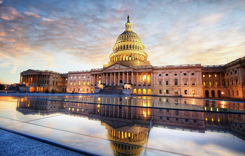 Himmel, Wolken, Sonnenuntergang, Washington, USA, Kapitol, Kongress der Vereinigten Staaten für , Sektion город, Bundesregierung HD-Hintergrundbild