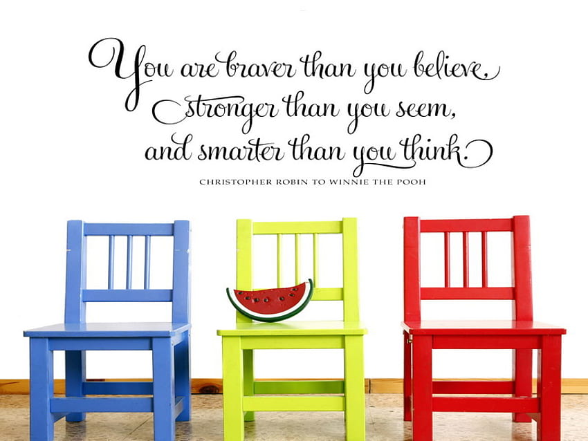 colorful quote, winniethepooh, quote, chair, colorful HD wallpaper