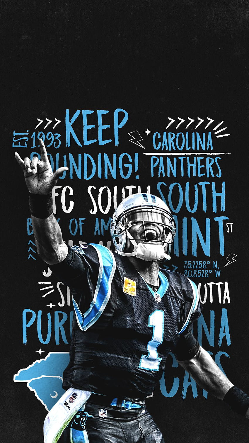 El sitio oficial de los Carolina Panthers, Cam Newton fondo de pantalla del teléfono