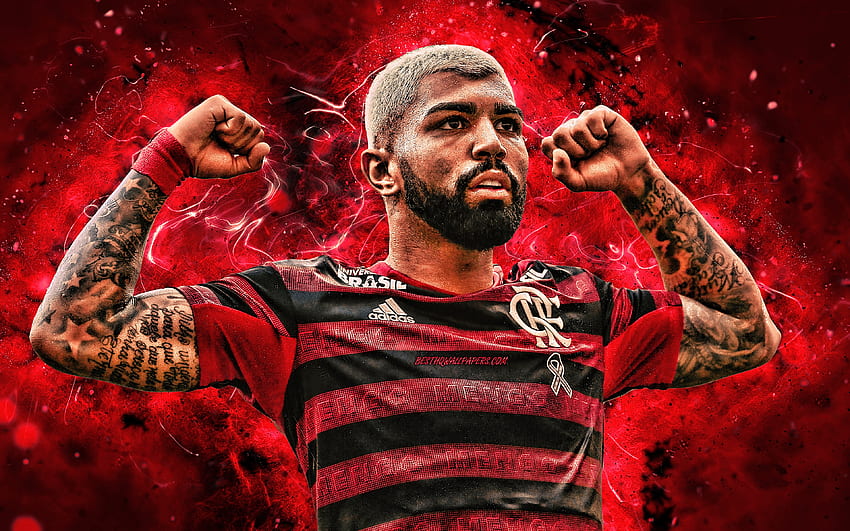 Gabigol, , Flamengo FC, brazilian footballers, soccer, Gabriel Barbosa, Gabriel, Brazilian Serie A, football, neon lights, Brazil, Gabigol , Clube de Regatas do Flamengo for with resolution . High HD wallpaper