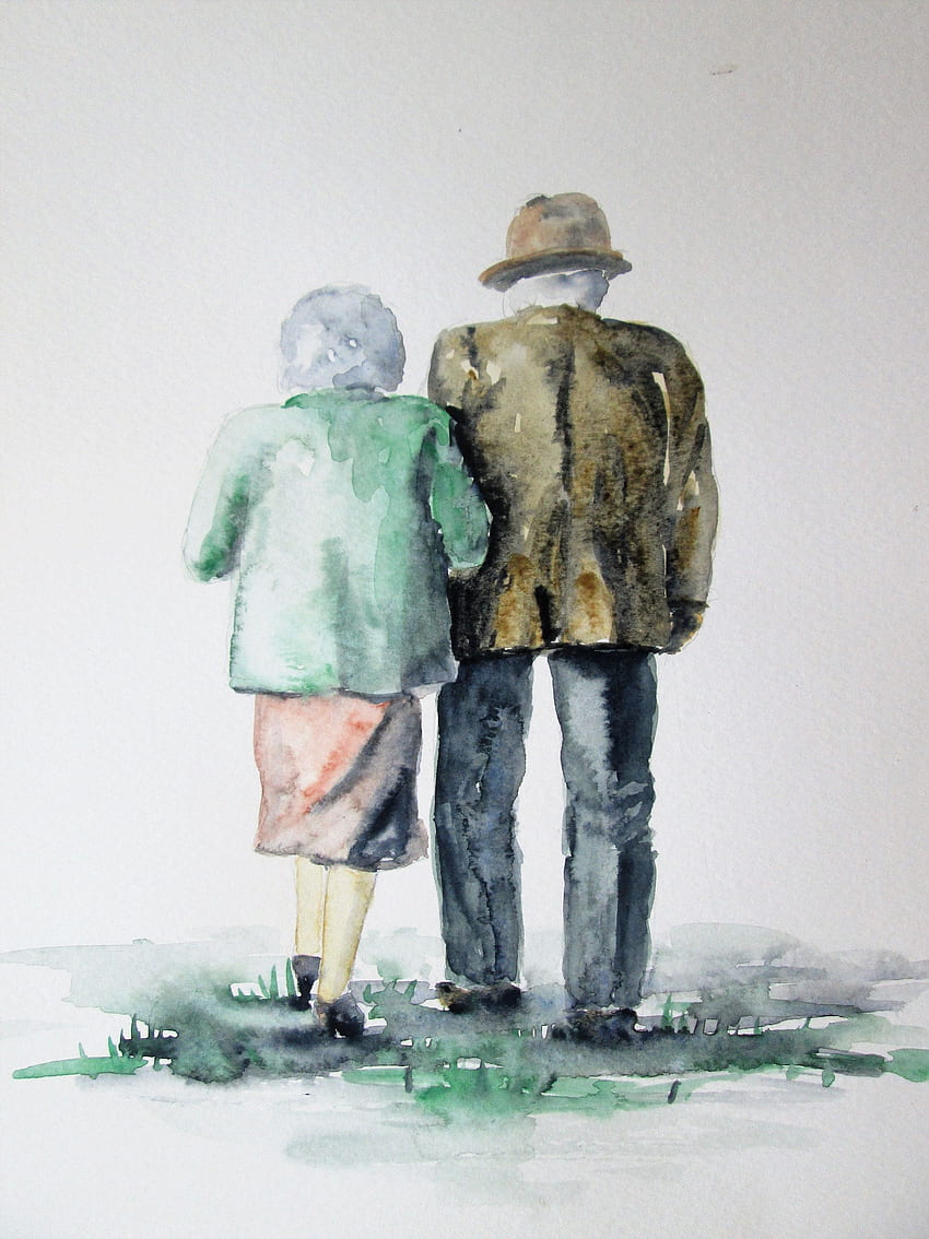 Original by marjansart, elderly couple being with each other, old HD phone wallpaper