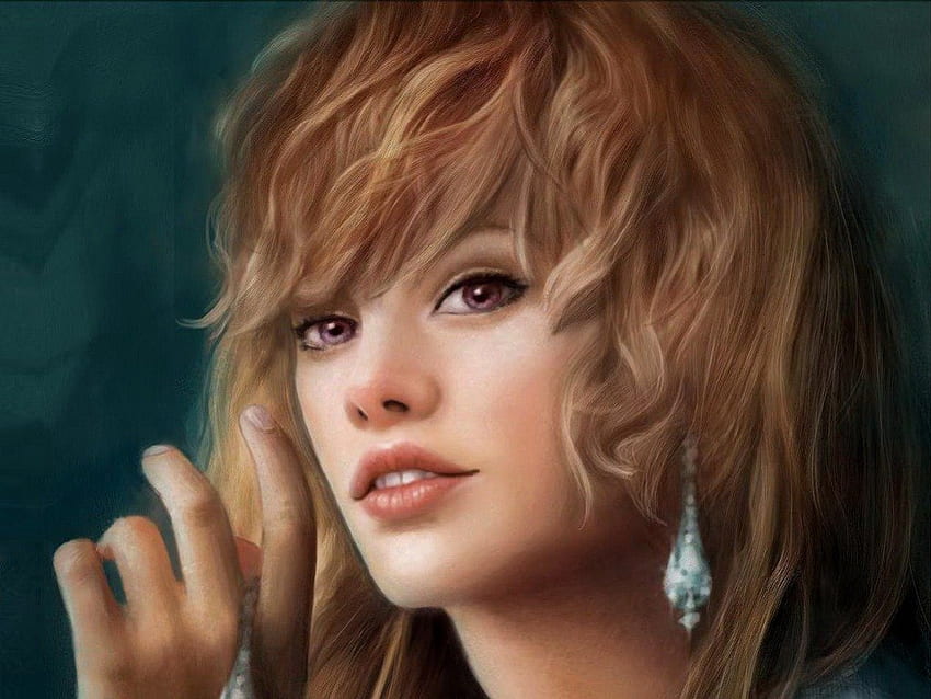 Fantasy Woman, earrings, crystal, fantasy, beautiful, woman HD wallpaper