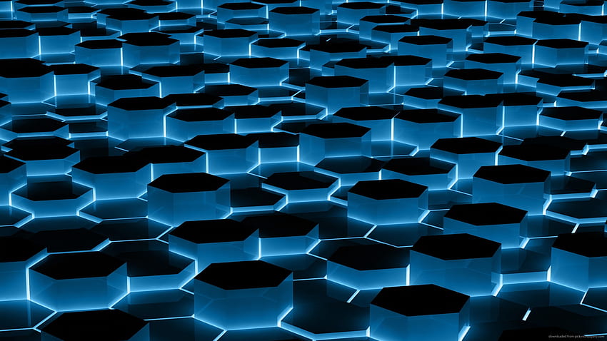 Blue And Black Hexagons for HD wallpaper