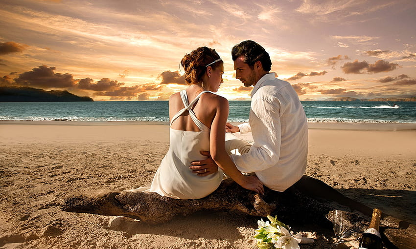 ღ, Beach, Couple, Love, Romance HD wallpaper