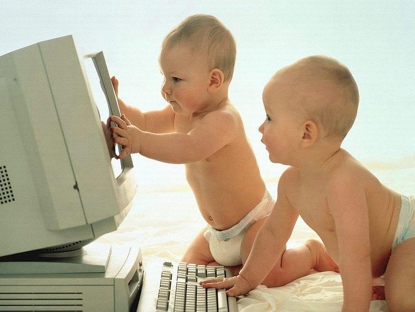 frühe Süchtige 1024x 768.jpg, Computer, Süchtige, 2 junge, Babys HD-Hintergrundbild