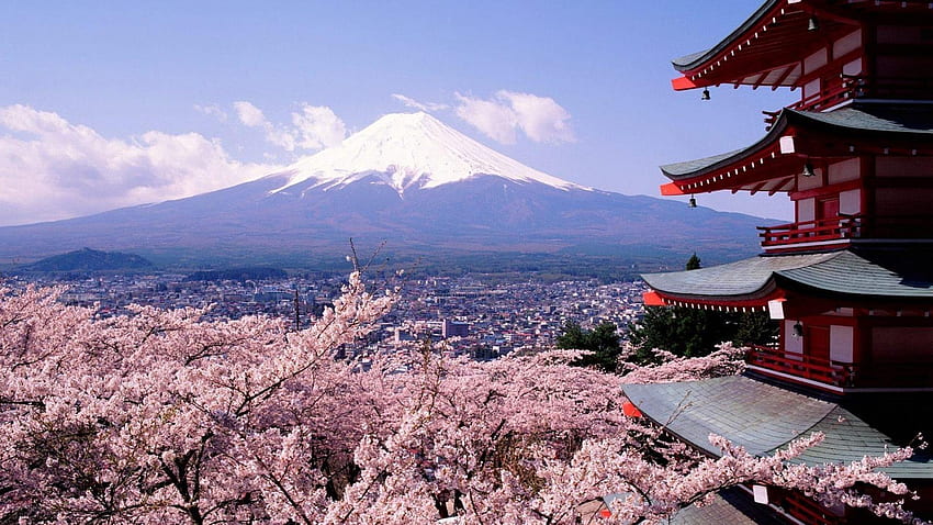Japão monte fuji tokyo torre sakura papel de parede HD