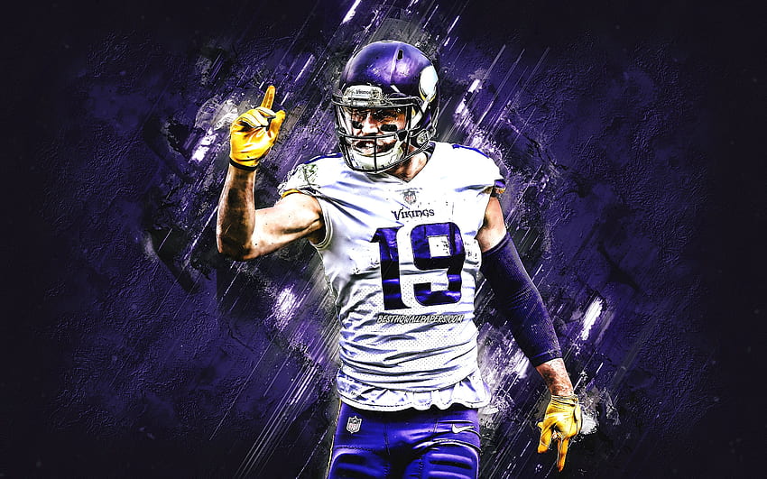 Adam Thielen, Minnesota Vikings, NFL, american football, portrait, purple stone background, National Football League, USA for with resolution . High Quality HD wallpaper