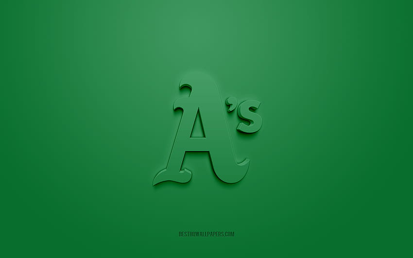 Emblème d'Oakland Athletics, logo 3D créatif, fond vert, club de baseball américain, MLB, Californie, États-Unis, Oakland Athletics, baseball, insigne d'Oakland Athletics Fond d'écran HD