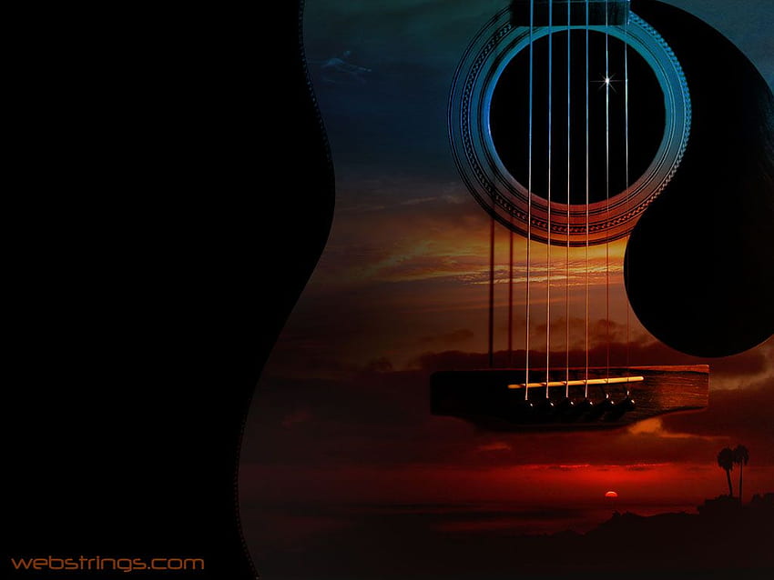 Pôr do Sol Guitarra, Guitarra Country papel de parede HD