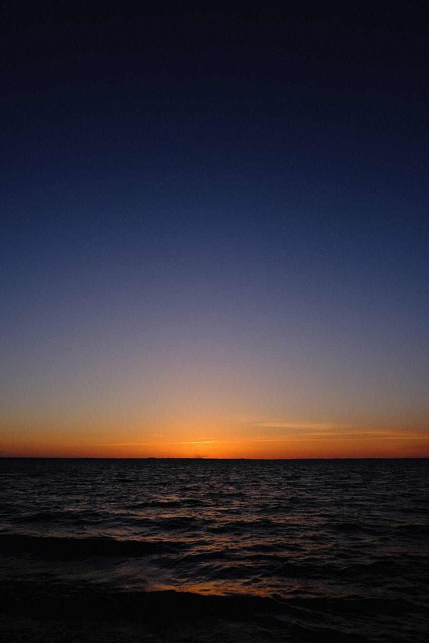 Natura, zachód słońca, niebo, morze, noc, horyzont, ciemność Tapeta na telefon HD