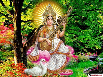 Hindu Goddess Saraswati 4K HD Wallpapers Poster Pictures & Images
