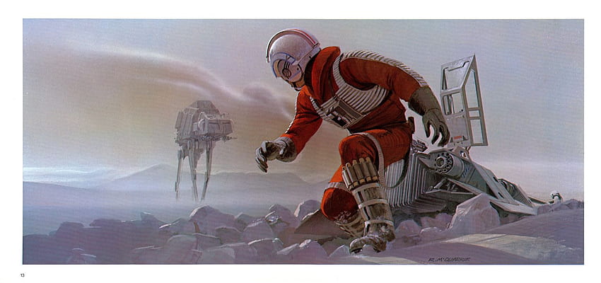 Star Wars Luke Skywalker Hoth Snow Speeder Ralph McQuarrie HD-Hintergrundbild