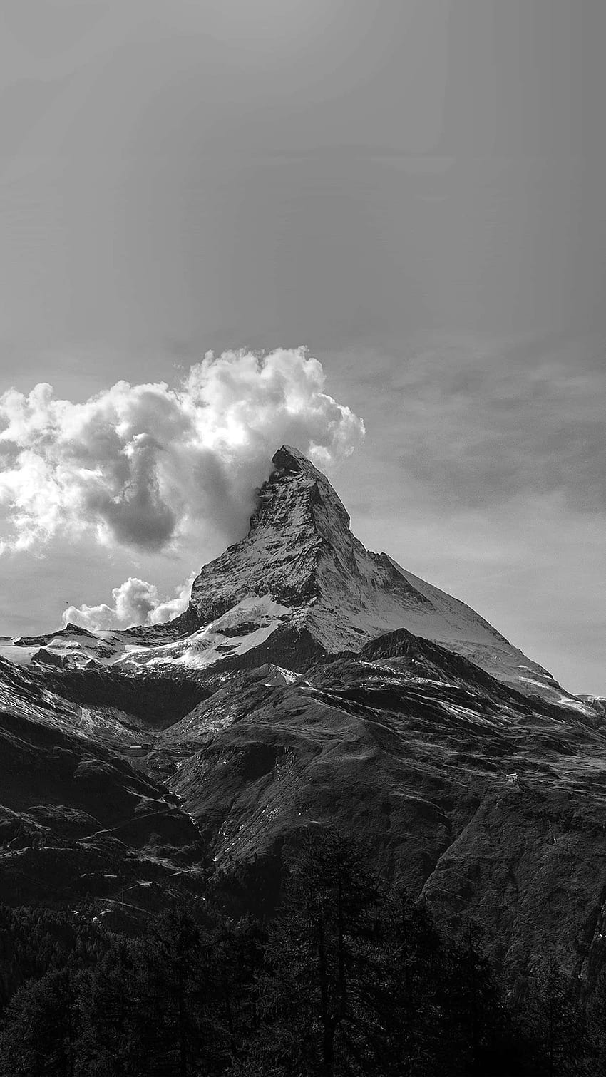 Czarno-białe góry iPhone, szara góra Tapeta na telefon HD