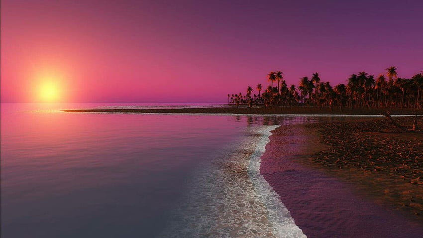 Tina. Cinguettio. Tramonto, spiaggia, tramonto, Pink Beach Laptop Sfondo HD