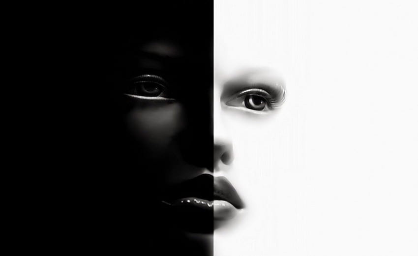 BLACK & WHITE, white, black, graphy, art, bw, wp, portrait, contrast, face HD wallpaper