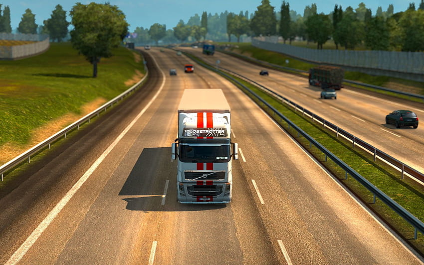 Black and gray metal trailer, video games, Euro Truck Simulator 2 HD wallpaper