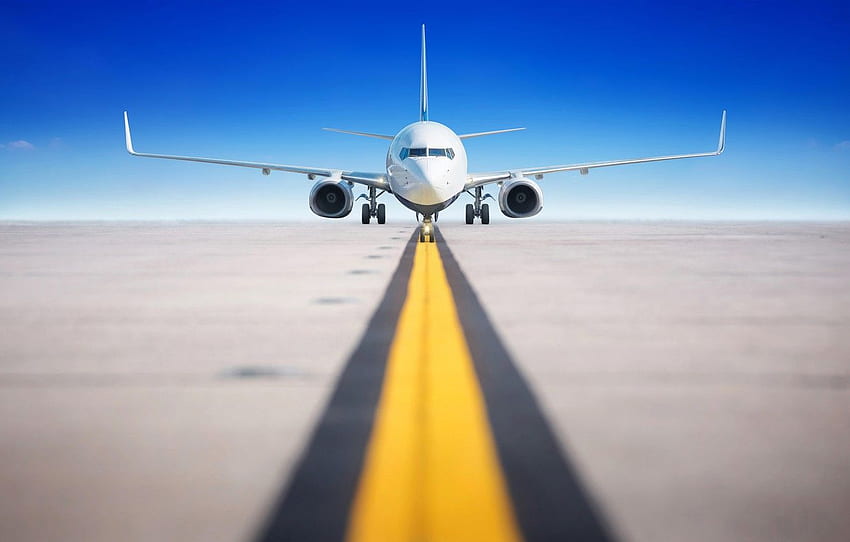 o céu, o sol, horizonte, o avião, bokeh, pista, passageiro, avião para , seção авиация, aeronaves de passageiros papel de parede HD
