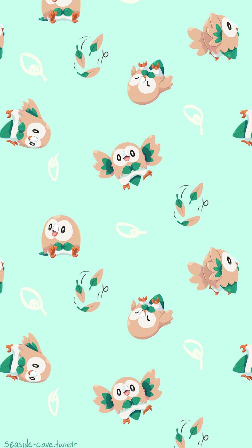 Rowlet, green, pokemon, owl HD phone wallpaper