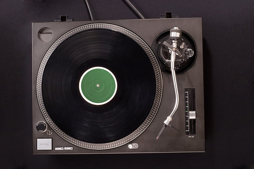 ターンテーブル ビニール レコード レトロ モダン - レコード プレーヤー トップダウン ビュー - - 高画質の壁紙