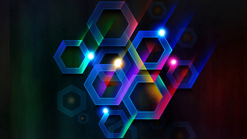 Abstract, Beams, Rays, Lines, Color, Volume, Cell, Hexagon, Hexahedron HD wallpaper