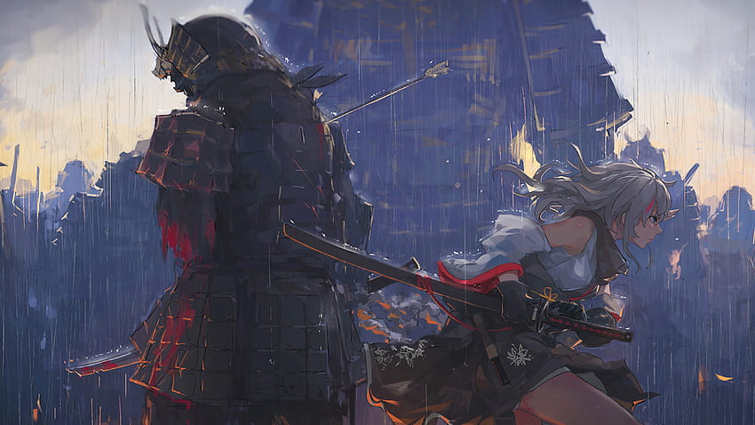 Samurai, Fighting, Anime, Girl, , . Mocah, Cool Anime Fight HD wallpaper