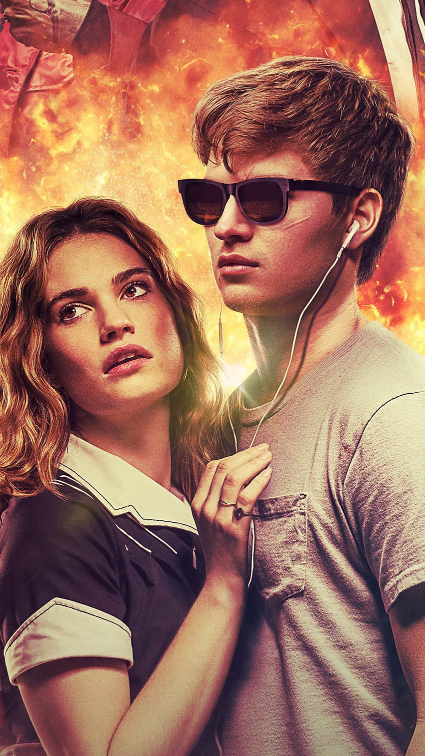 Baby Driver, Ansel Elgort, Lily James за iPhone 8, iPhone 7 Plus, iPhone 6+, Sony Xperia Z, HTC One, Baby Driver iPhone HD тапет за телефон