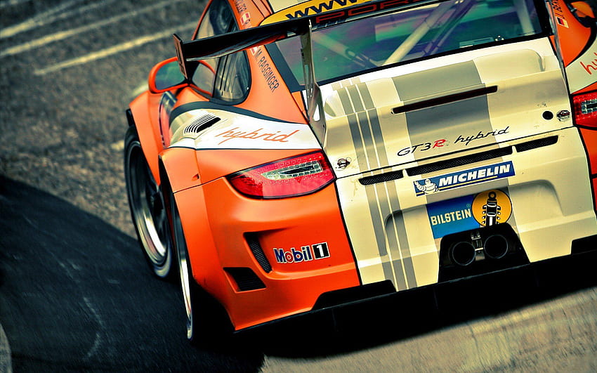 Porsche pomarańczowe pojazdy hybrydowe Porsche GT3 Cup Michelin wyścigi Tapeta HD