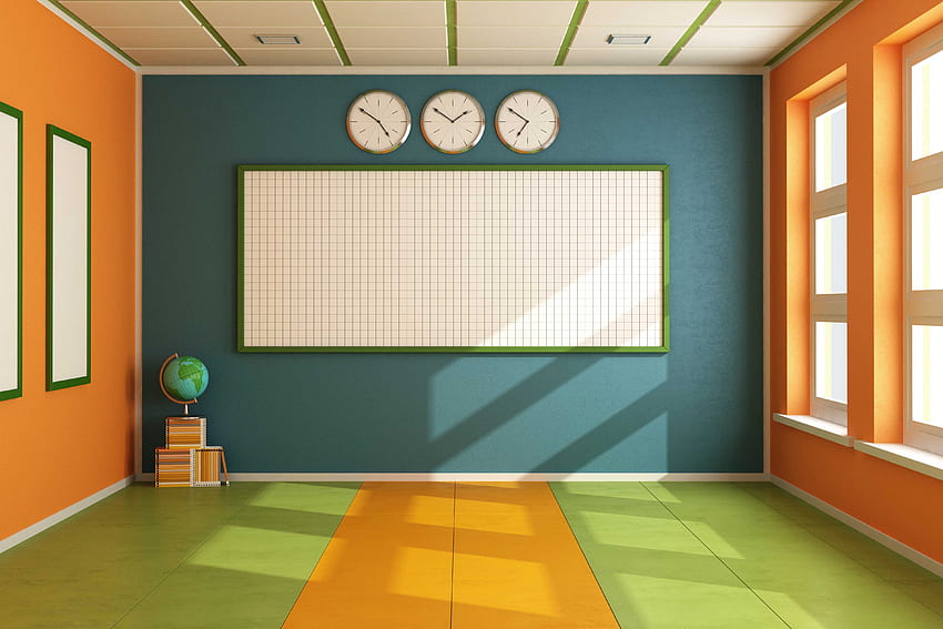 Класна стая - Клипарт - Празен анимационен фон на класната стая - HD тапет