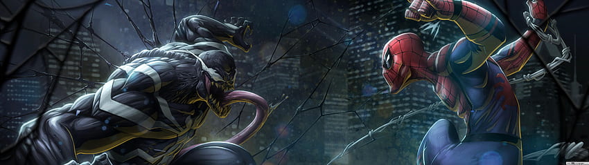 Venom Vs Spiderman Marvel, monitor doble de Venom fondo de pantalla