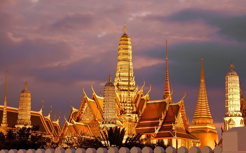 Ilustrasi menara emas, Thailand, Thailand, kuil, Bangkok Wallpaper HD