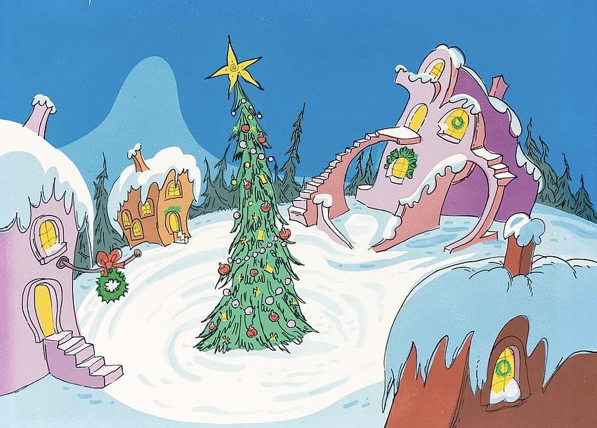 Cómo el Grinch robó la Navidad Preliminar del árbol de Navidad de Whoville fondo de pantalla
