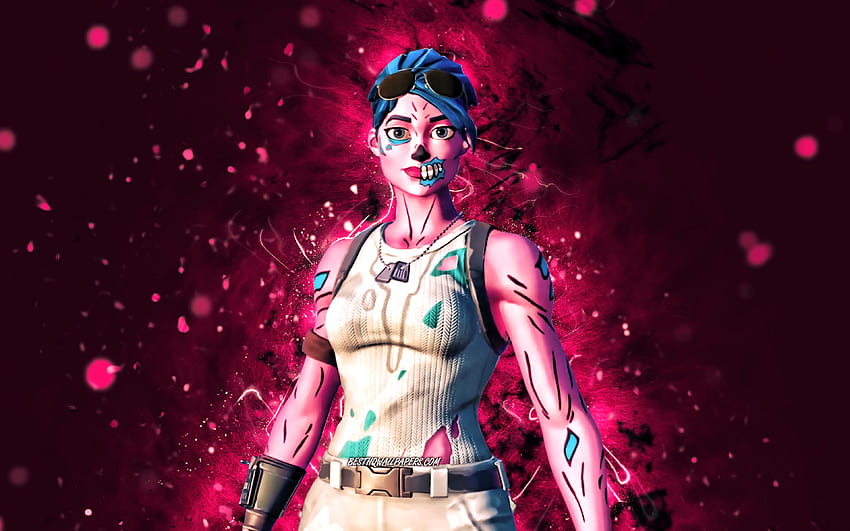 Pink Ghoul Trooper, luci al neon viola, Fortnite Battle Royale, personaggi Fortnite, Pink Ghoul Trooper Skin, Fortnite, Pink Ghoul Trooper Fortnite Sfondo HD