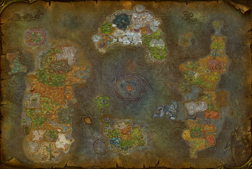 Azeroth haritası - TAM Çözünürlüklü bileşik, World of Warcraft Haritası HD duvar kağıdı