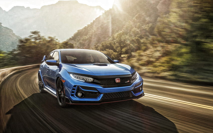 2020, Honda Civic Type R, front view, exterior, blue hatchback, tuning Civic Type R, japanese cars, Honda for with resolution . High Quality HD wallpaper