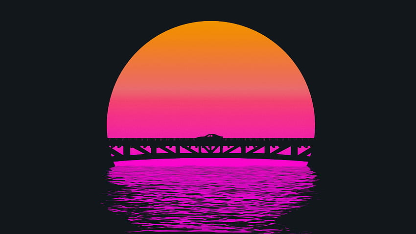 Outrun Sunset, Retro HD wallpaper