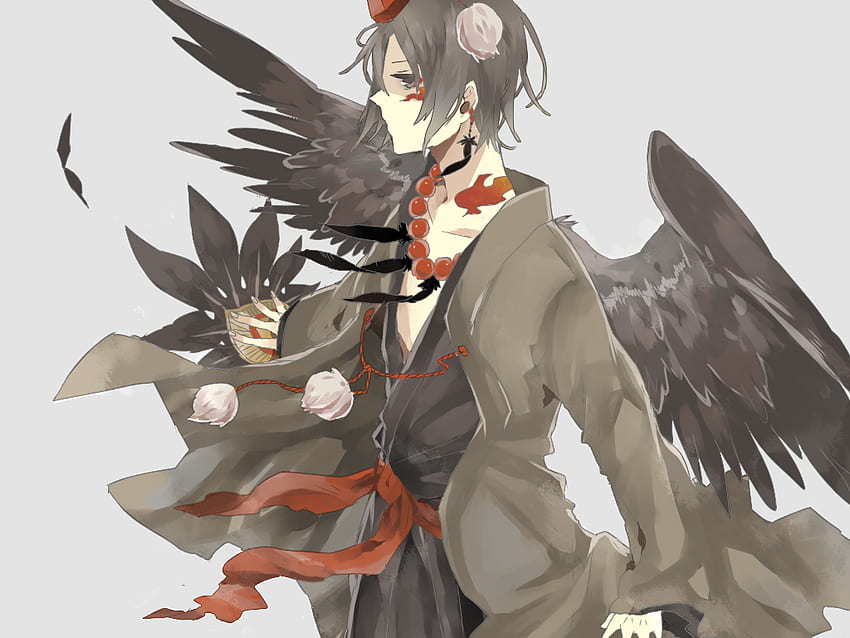 Tengu, wings, anime, original, male, myth HD wallpaper